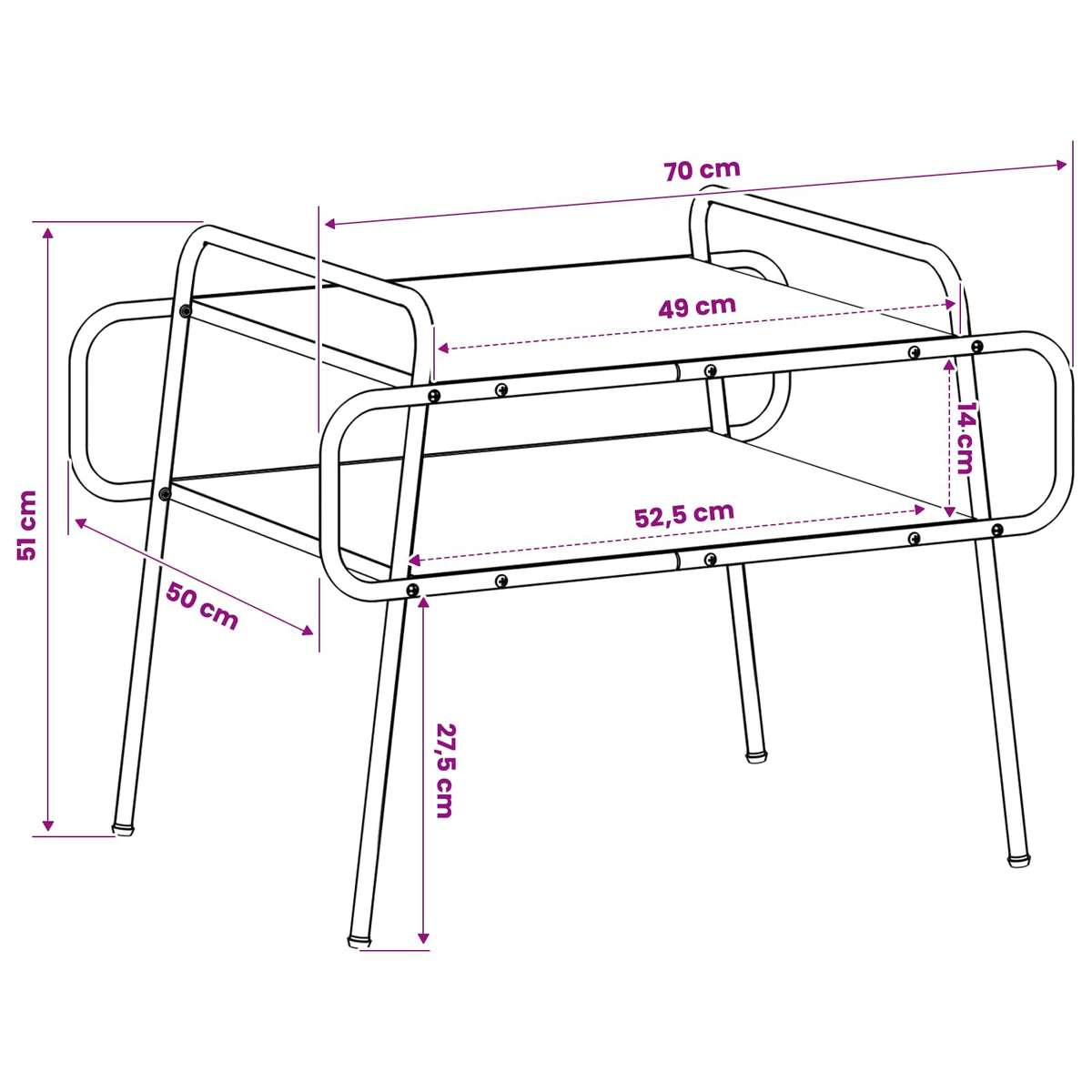Salontafel Grijs Sonoma 70 x 50 x 51 cm Bewerkt hout