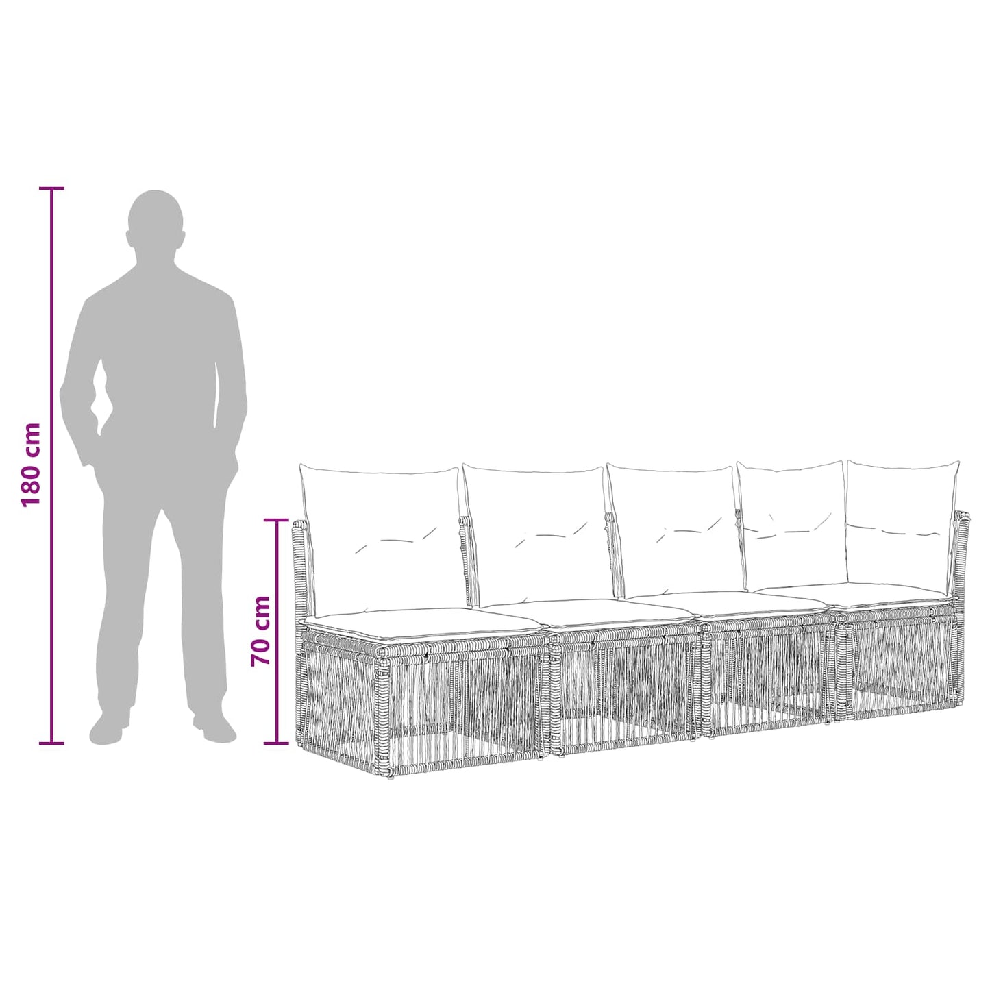 Tuinbankenset 8 pcs Grijs poly rattan