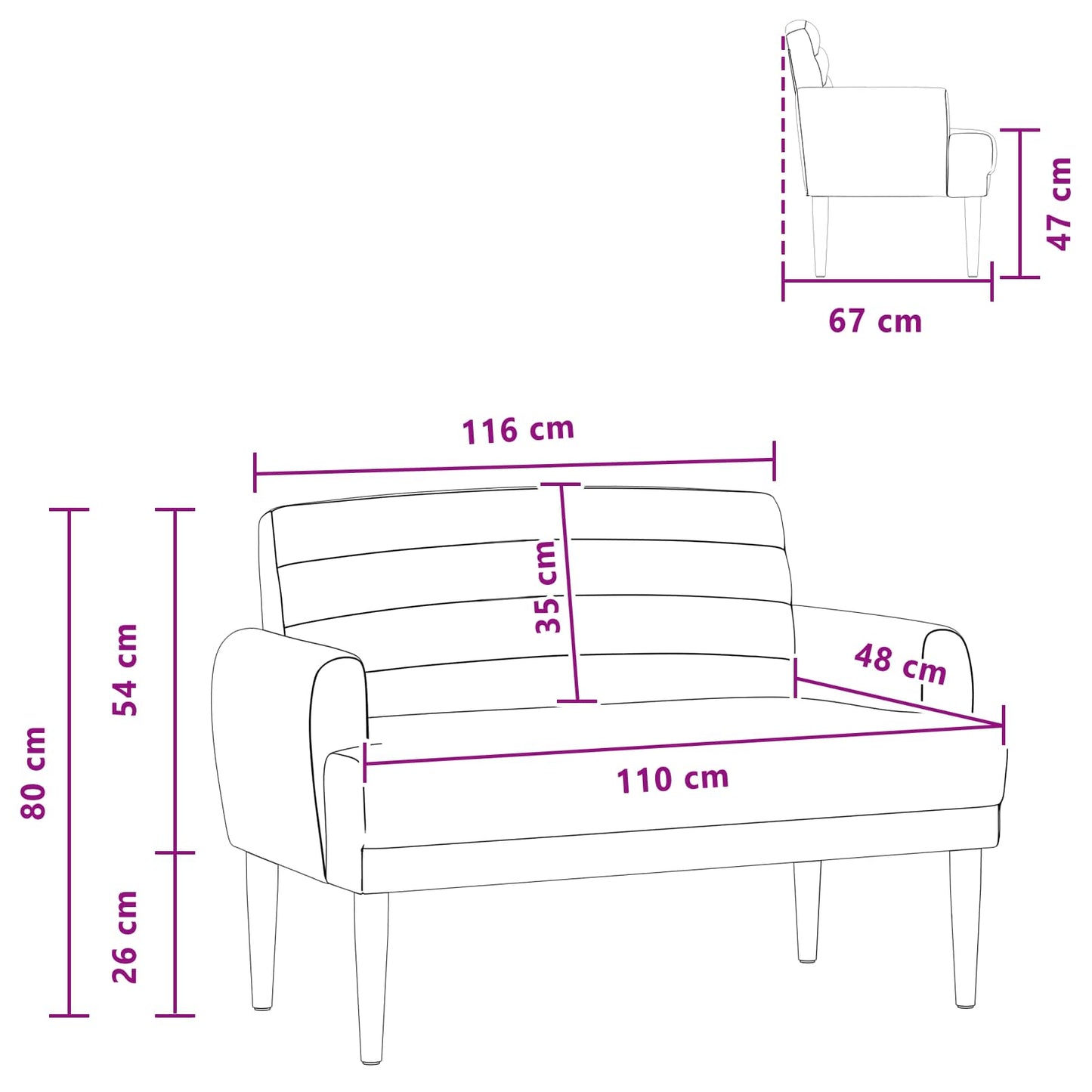 Loungebank met knopencomfort Taupe 116 x 67 x 80 cm Stof