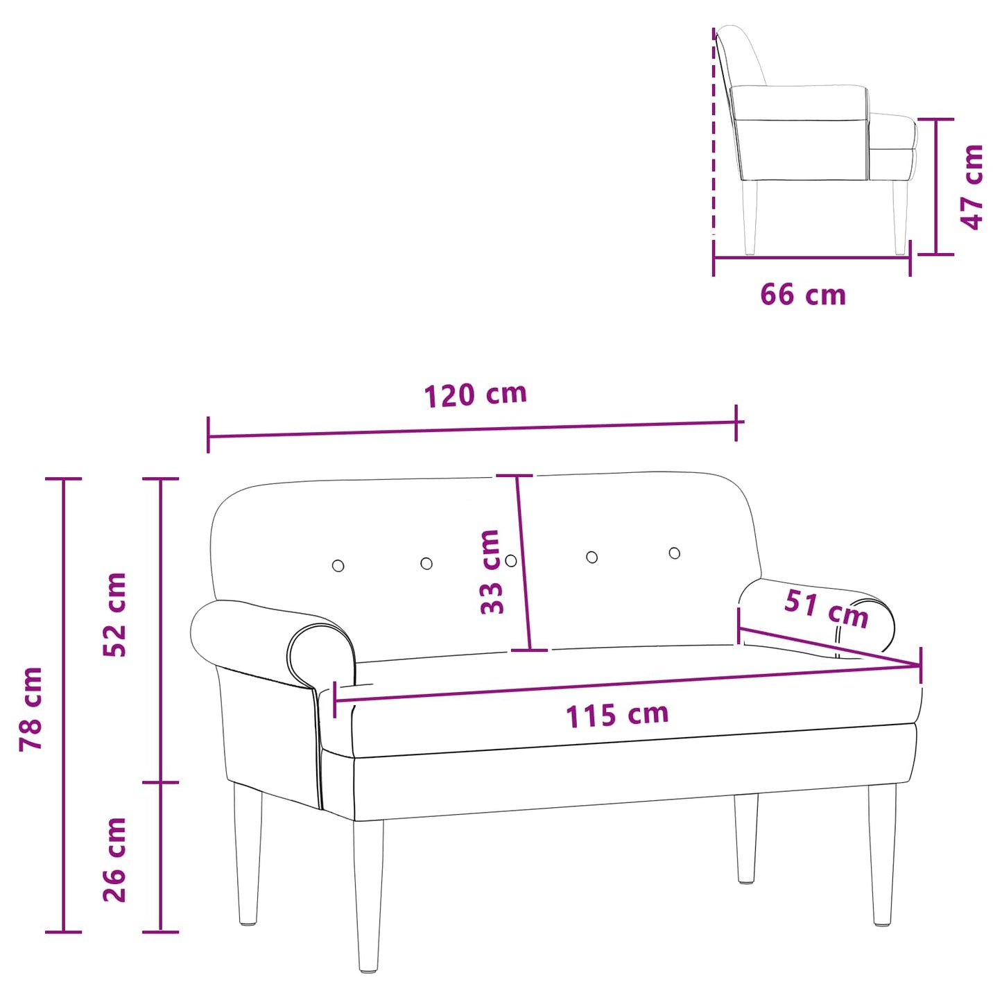 Loungebank met knopencomfort Turquoise 120 x 66 x 78 cm fluweel
