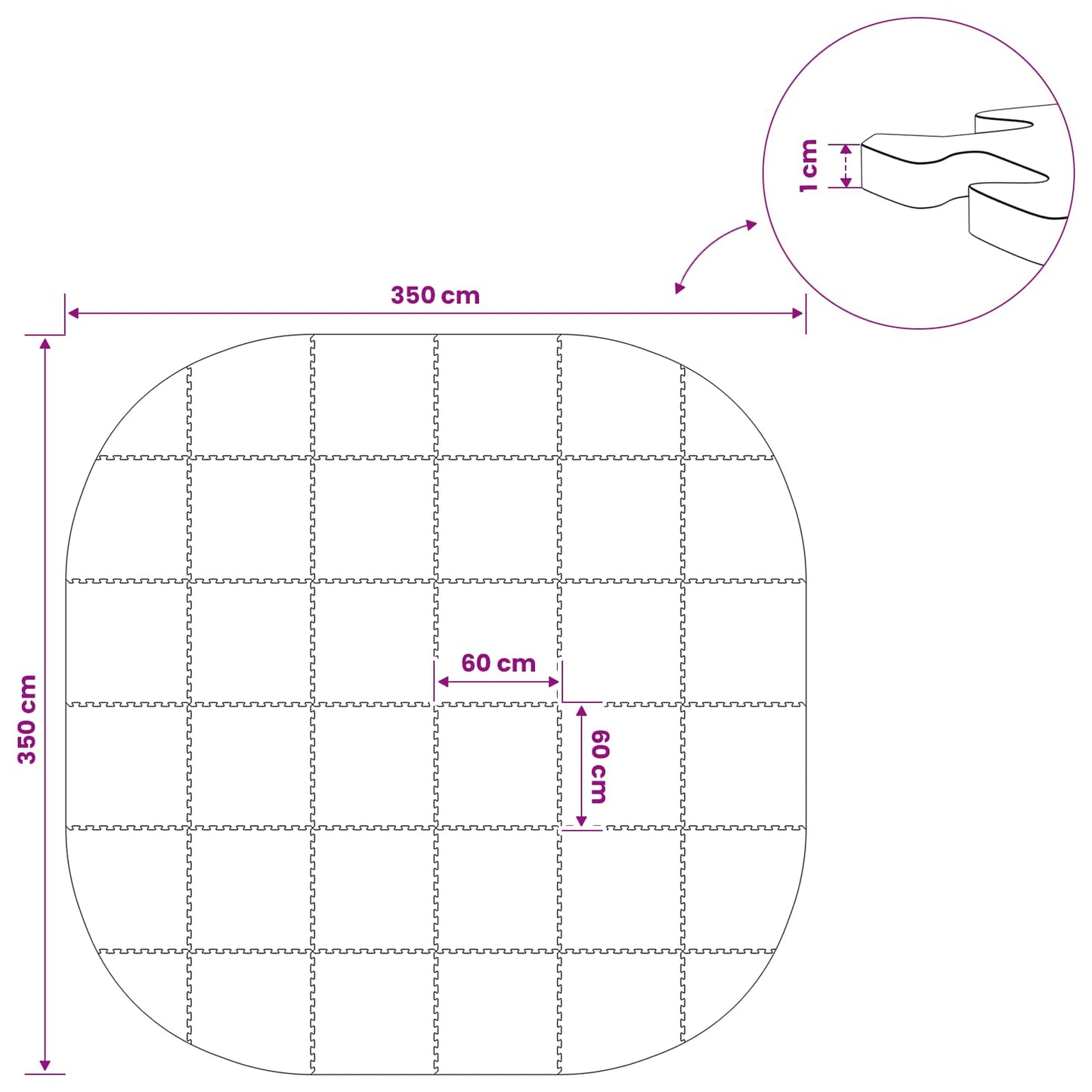 Zwembad Grondmat 36 st Ø 350 cm Rond EVA Schuim Blauw