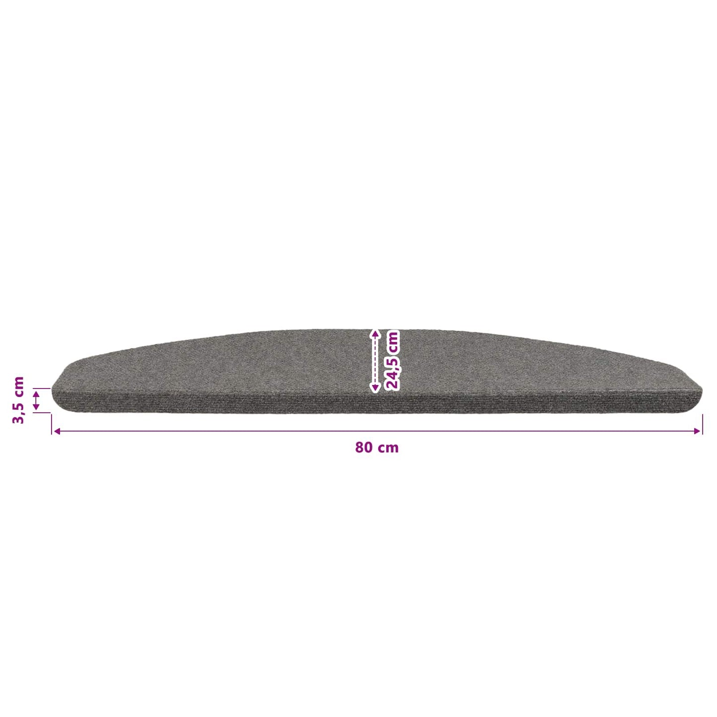Zelfklevende Trapmatten Halfrond 15 pcs Grijs 80 x 28 x 3,5 cm