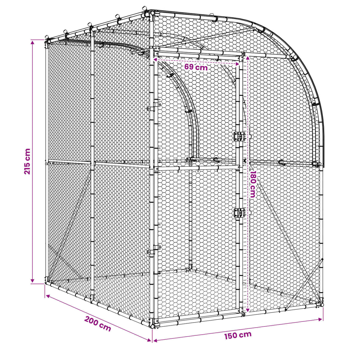 Kippenhok zilver 200 x 200 x 215 cm Gegalvaniseerd staal