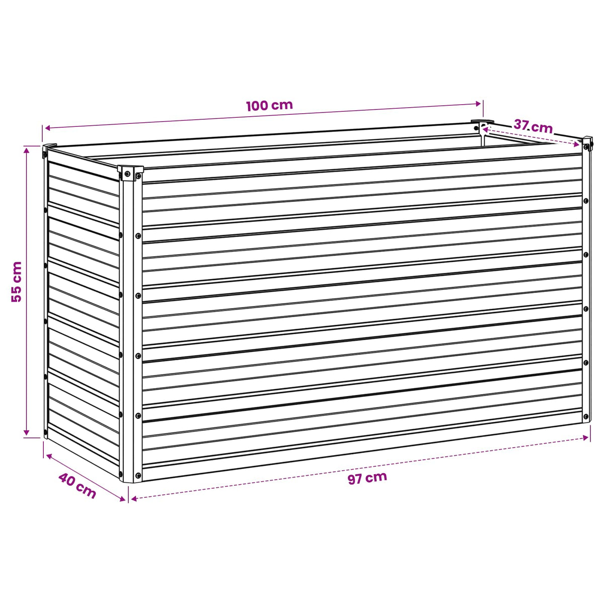 Verhoogd Tuinbed Pastelgroen 100 x 40 x 55 cm koudgewalst staal