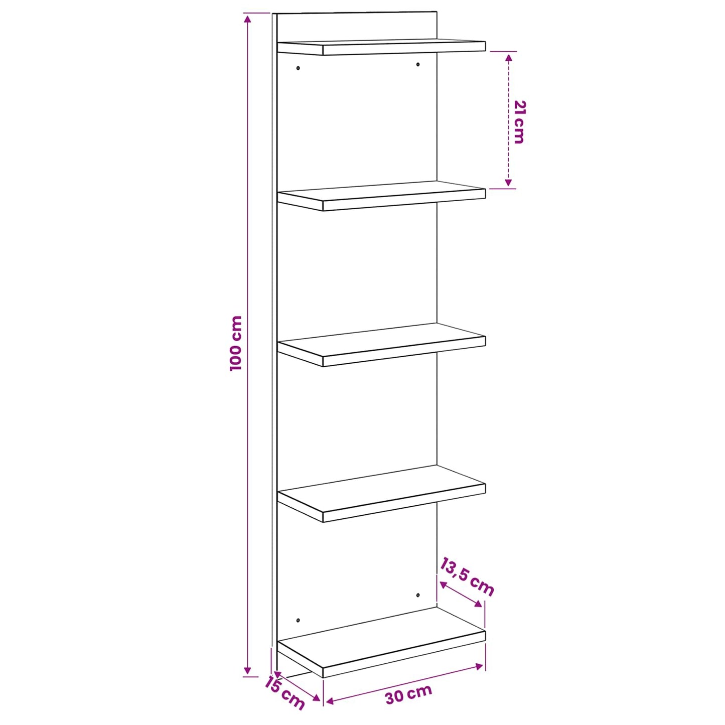 Wandplank 2 st Gerookt eiken 30 x 15 x 100 cm Bewerkt hout