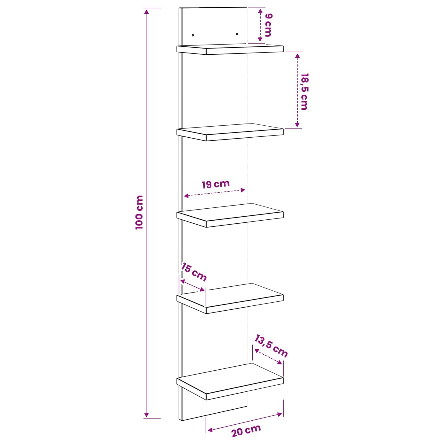 Wandplank 2 st Oud hout 22 x 15 x 100 cm Bewerkt hout