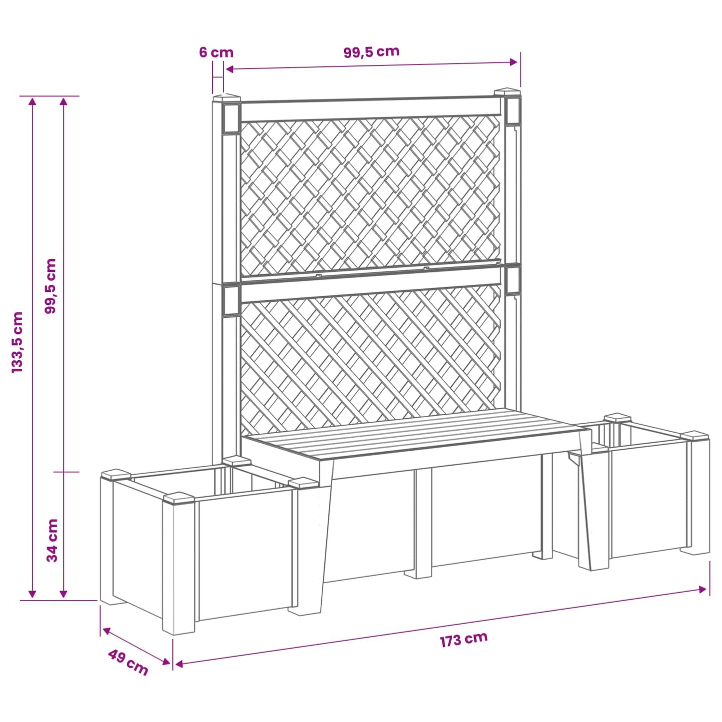 Tuinstoel Kopenhagen Wit 173 x 49 x 135,5 cm PP