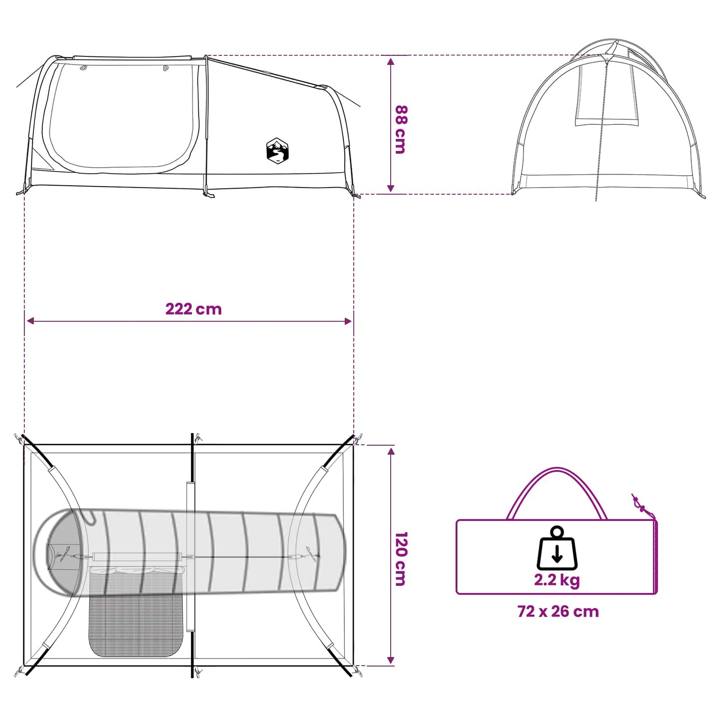 Hiking Tent Waterdicht 1-persoons Grijs en Oranje