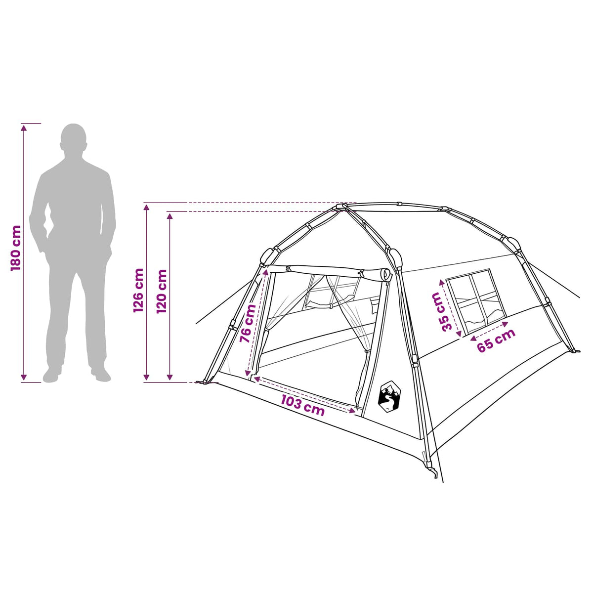 Instant Tent Water-resistant 2-persoons Grijs en Oranje