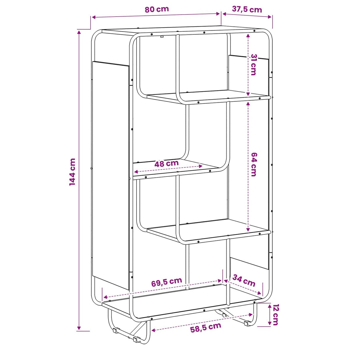 Hoge kast Sonoma Eiken 80 x 37,5 x 144 cm Bewerkt hout
