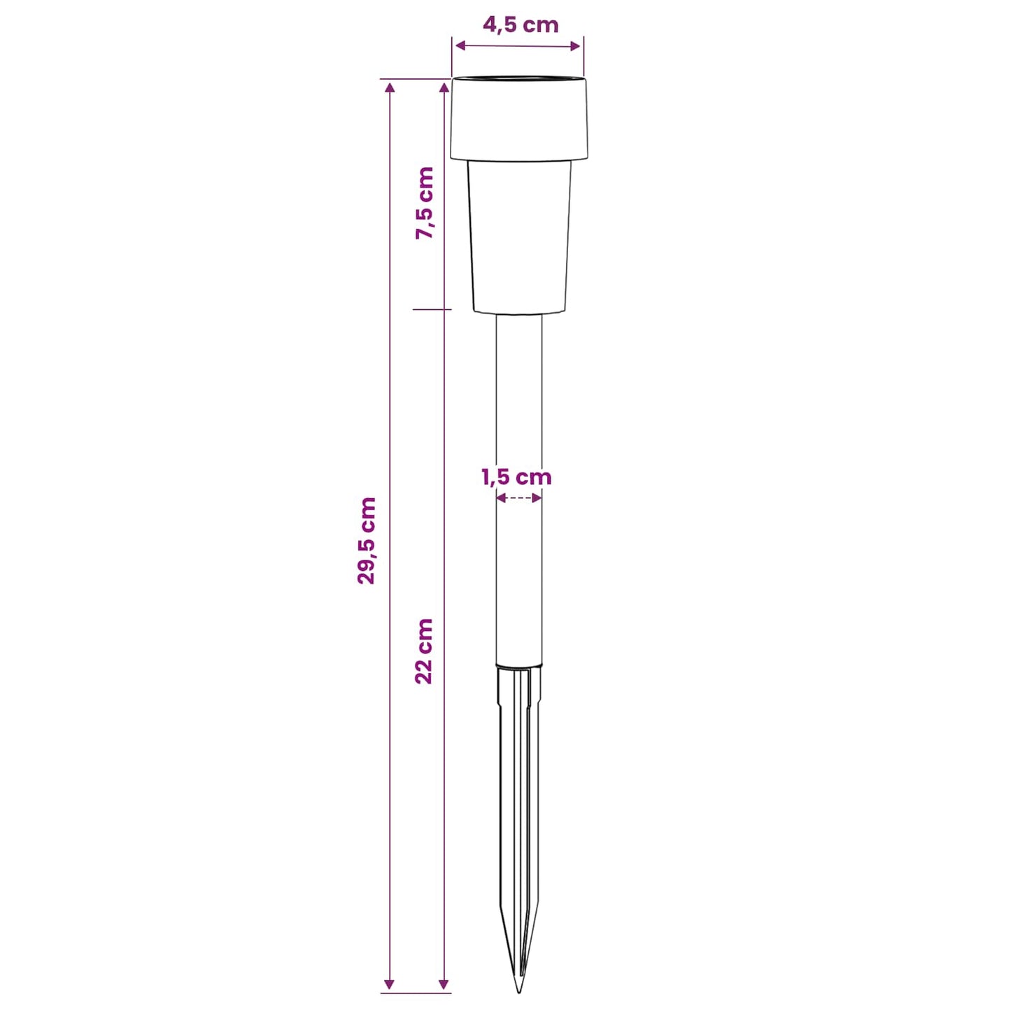Buitenzonne-lampen met grondpin 12 pcs Warmwit 29,5 cm