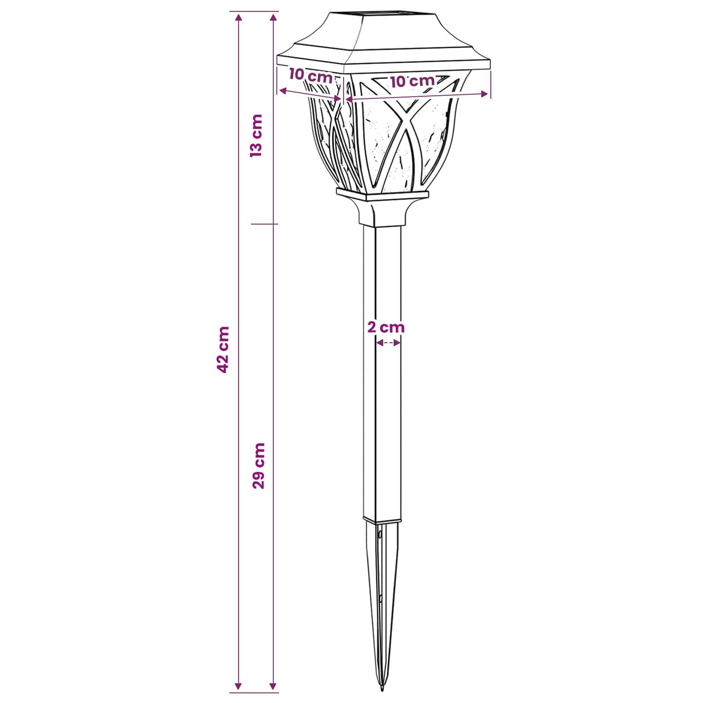 Buitenzonne-lampen met grondpin 12 pcs Warmwit 42 cm PP
