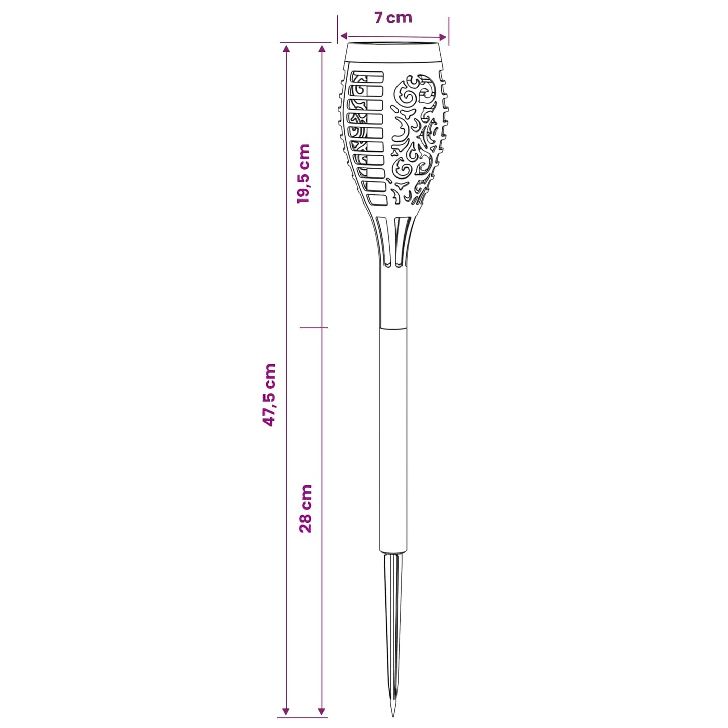 Buitenzonne-lampen met grondpin 6 pcs Warmwit 47,5 cm ABS