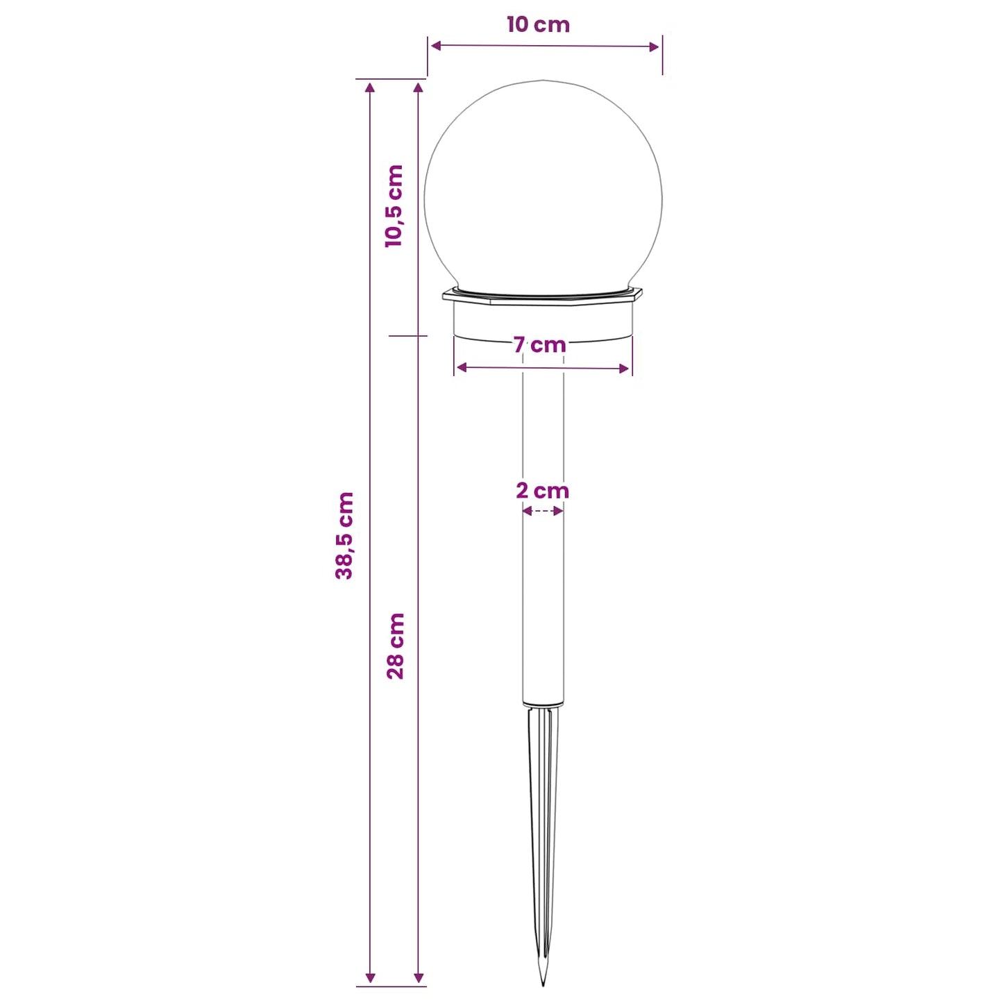 Buitenzonne-lampen met grondpin 8 pcs Warmwit 38,5 cm ABS