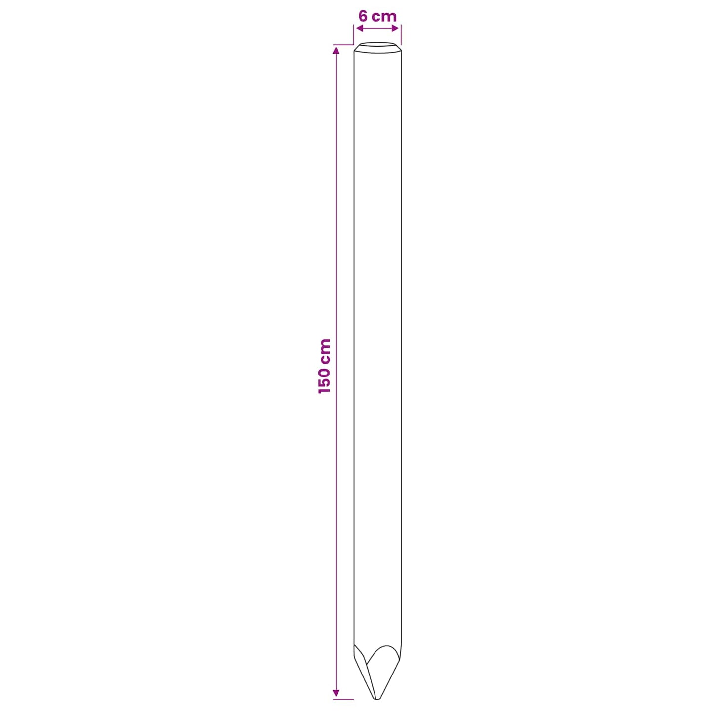 Hekpalen 6 st Groen 150 cm Massief grenenhout