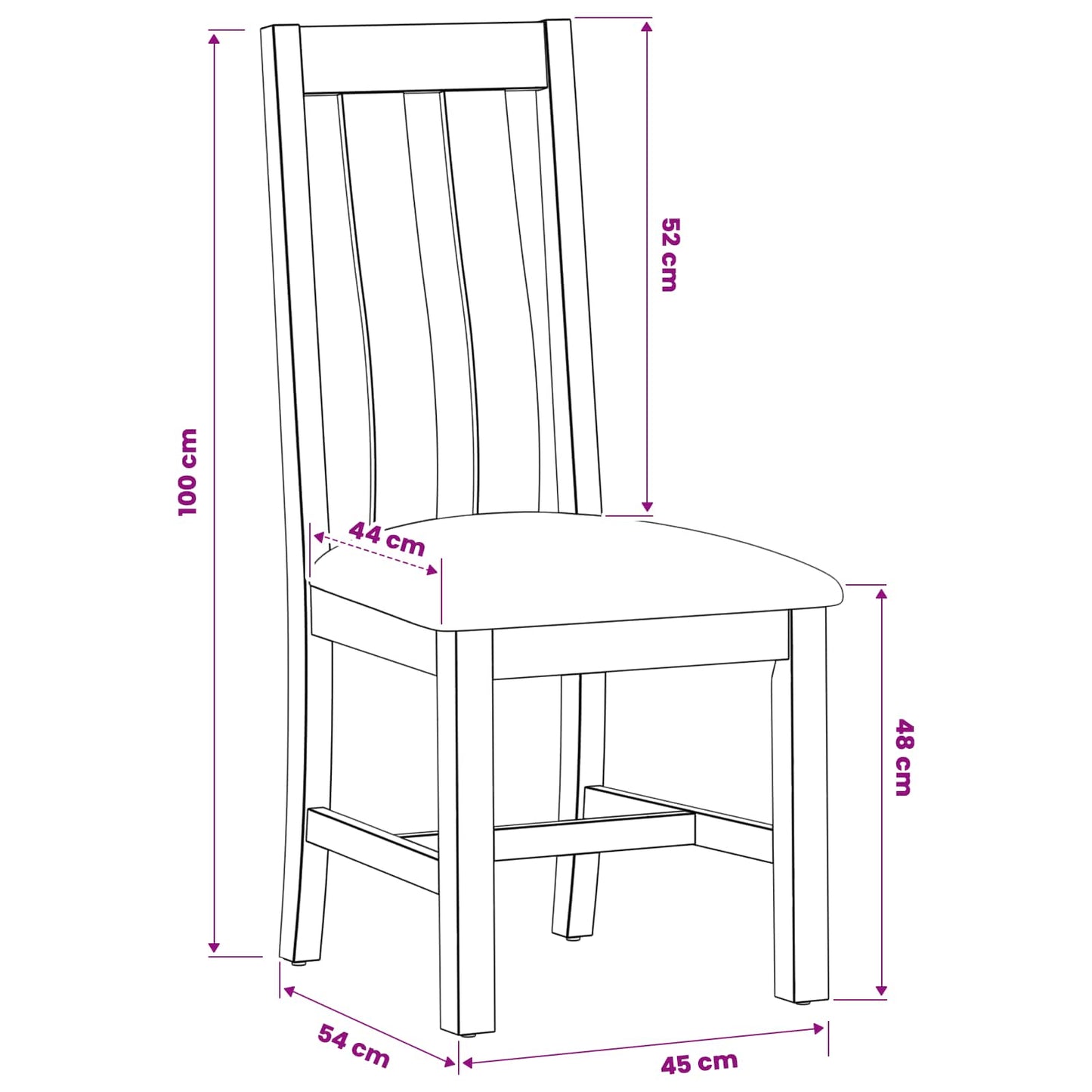 Eetkamerstoel 2 pcs Massief Eikenhout Grijs 45 x 54 x 100 cm
