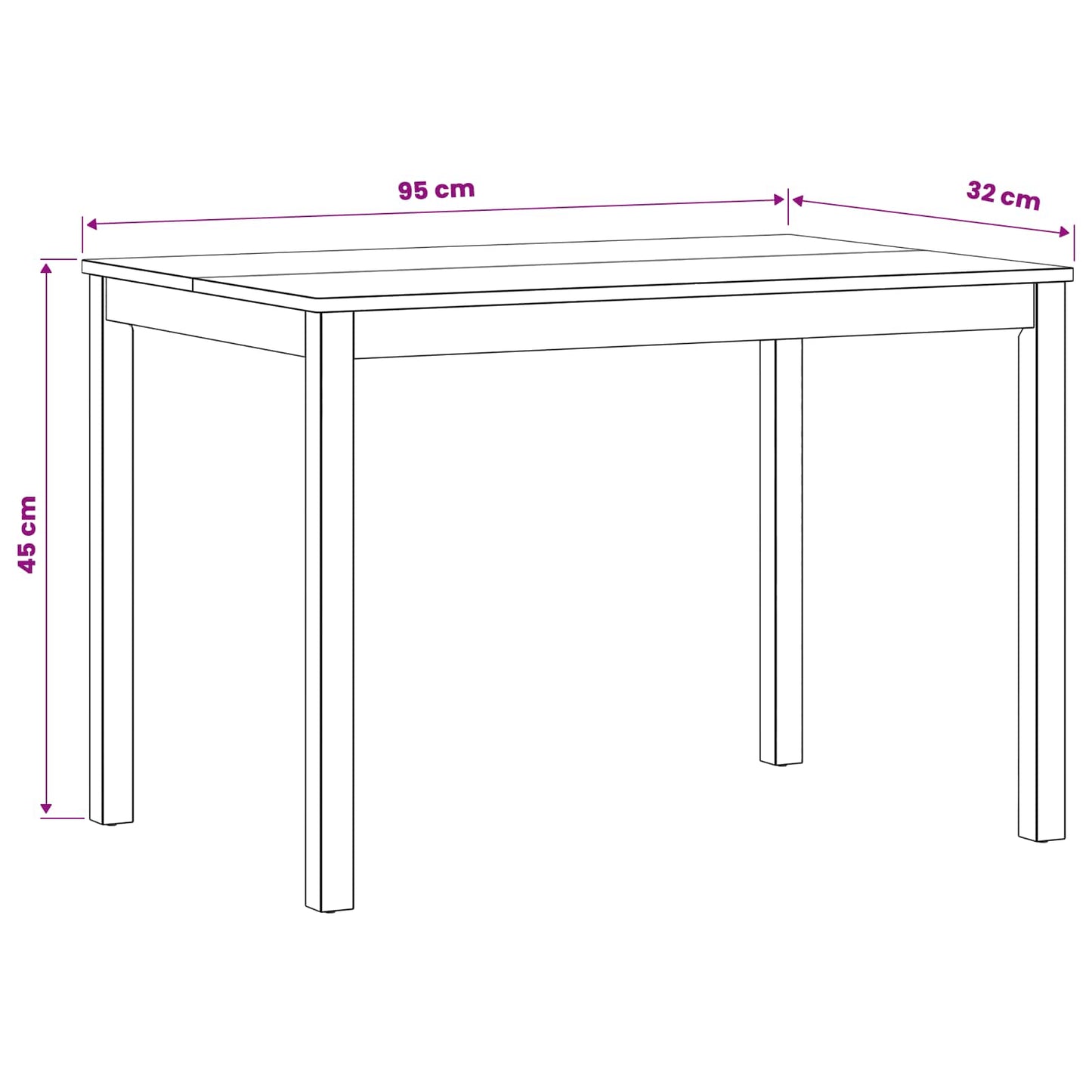 Eettafel 110 x 75 x 75 cm Massief Eikenhout Naturel Rechthoekig