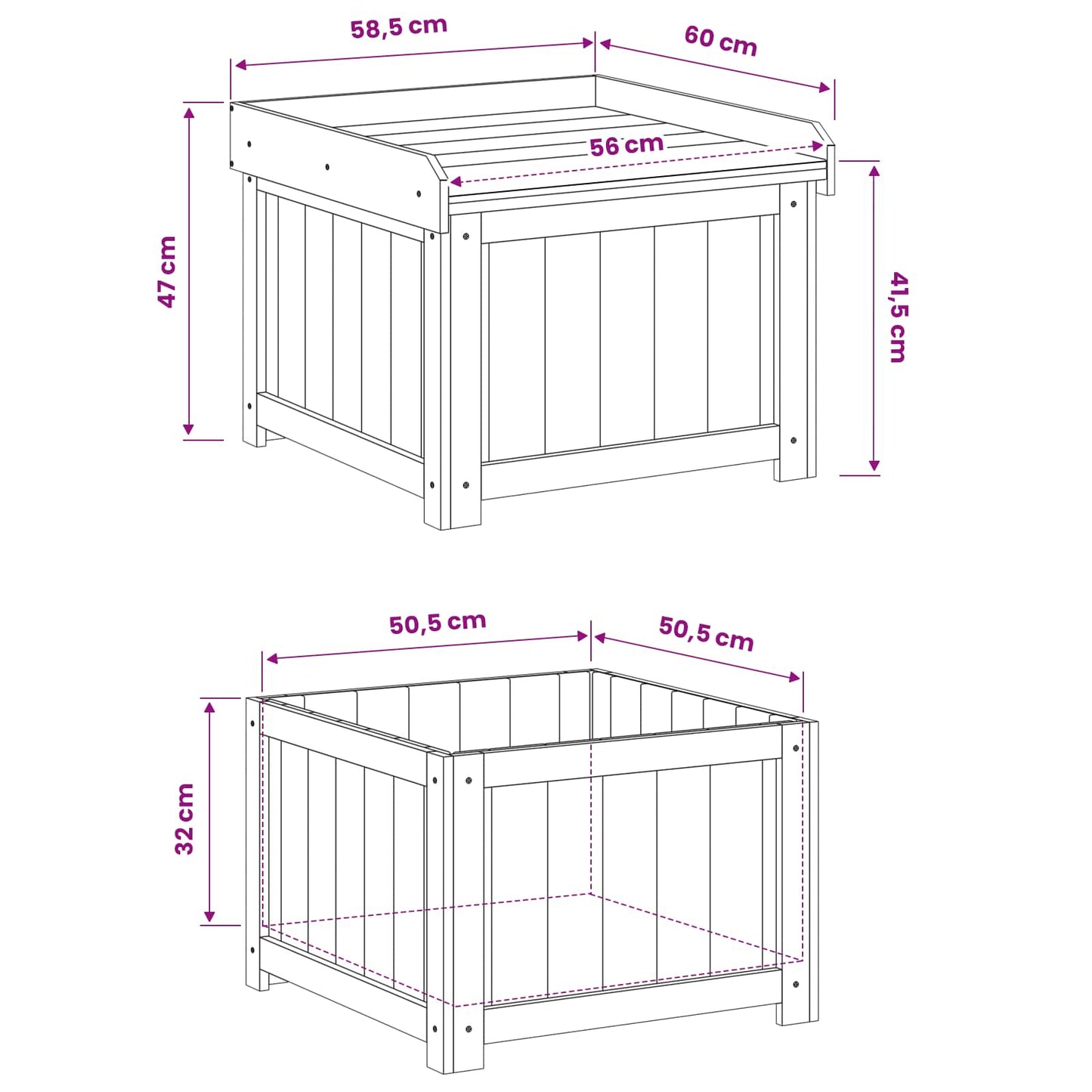 Kussenbox voor buiten Geïmpregneerd grenenhout 58,5 x 60 x 47 cm