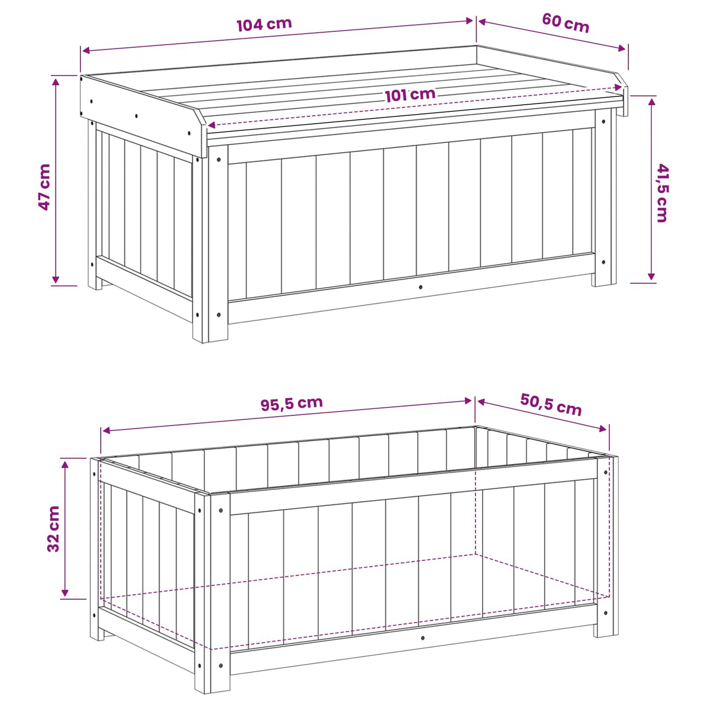 Buiten Kussenbox Geïmpregneerd grenenhout 104 x 60 x 47 cm