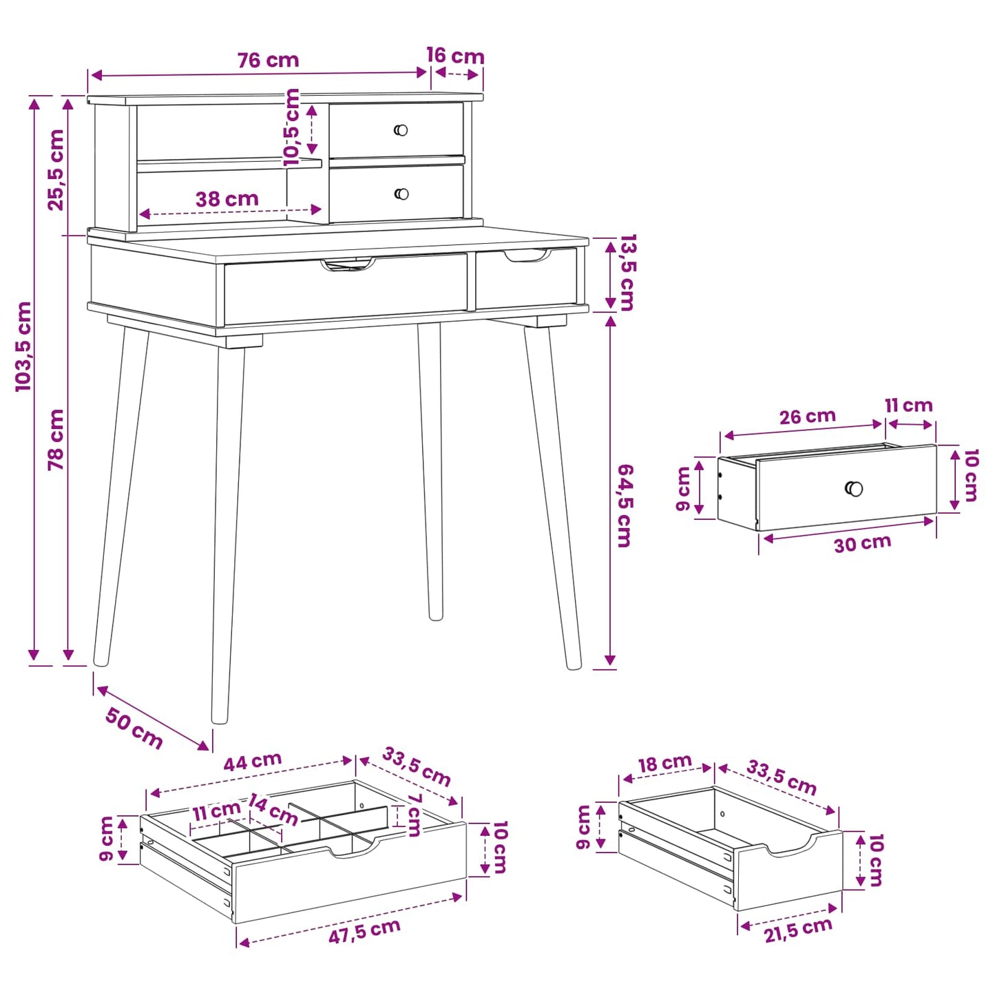 Toilettafel Set FAUSKE 2 st Wit 76 x 50 x 103,5 cm