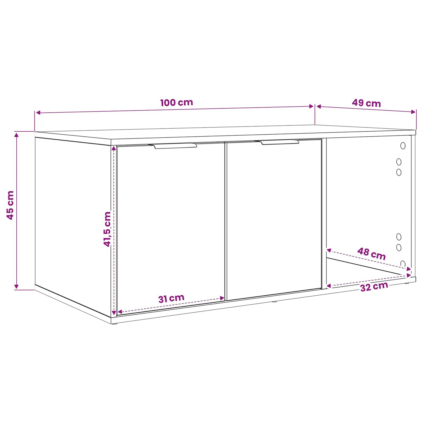 Kattenkrat meubel Sonoma Eiken 100 x 49 x 45 cm Bewerkt hout