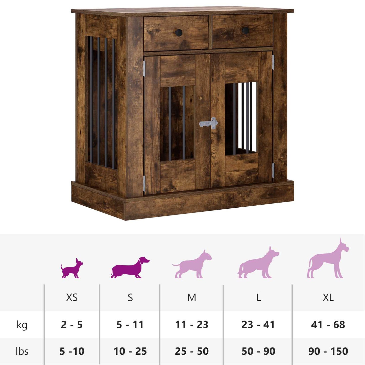 Hond Bench Meubel Gerookt eiken 80 x 47,5 x 80 cm Bewerkt hout