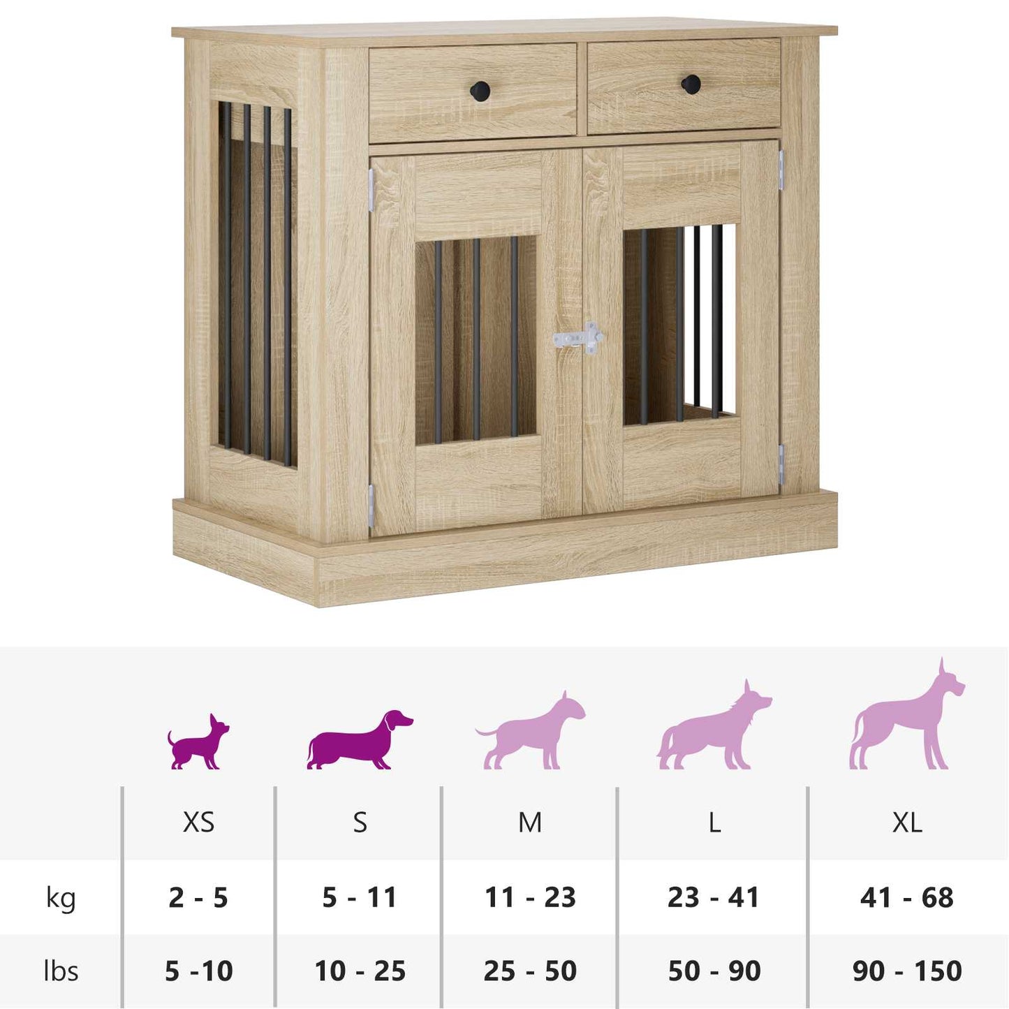 Hond Bench Meubel Sonoma Eiken 90 x 47,5 x 80 cm Bewerkt hout