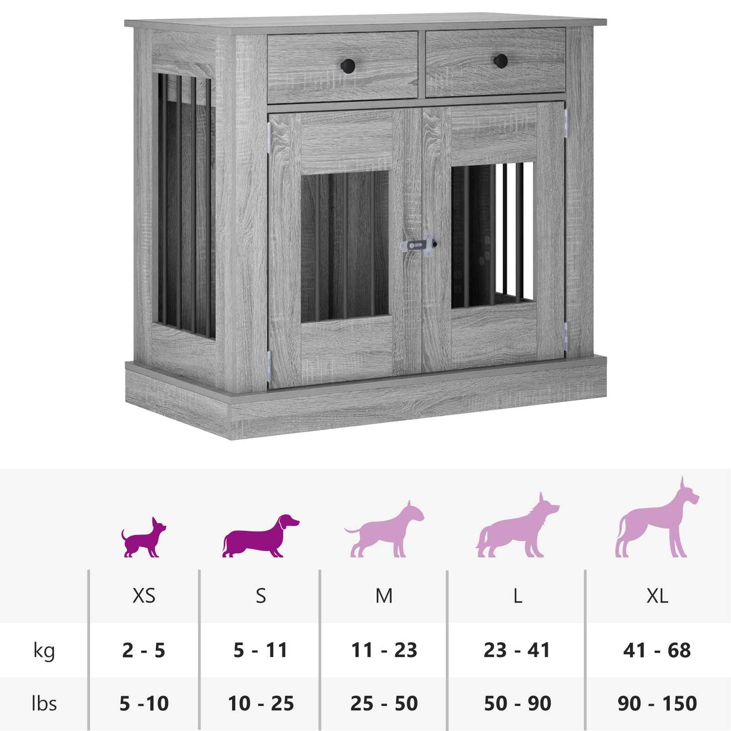 Hond Bench Meubel Grijs Sonoma 90 x 47,5 x 80 cm Bewerkt hout