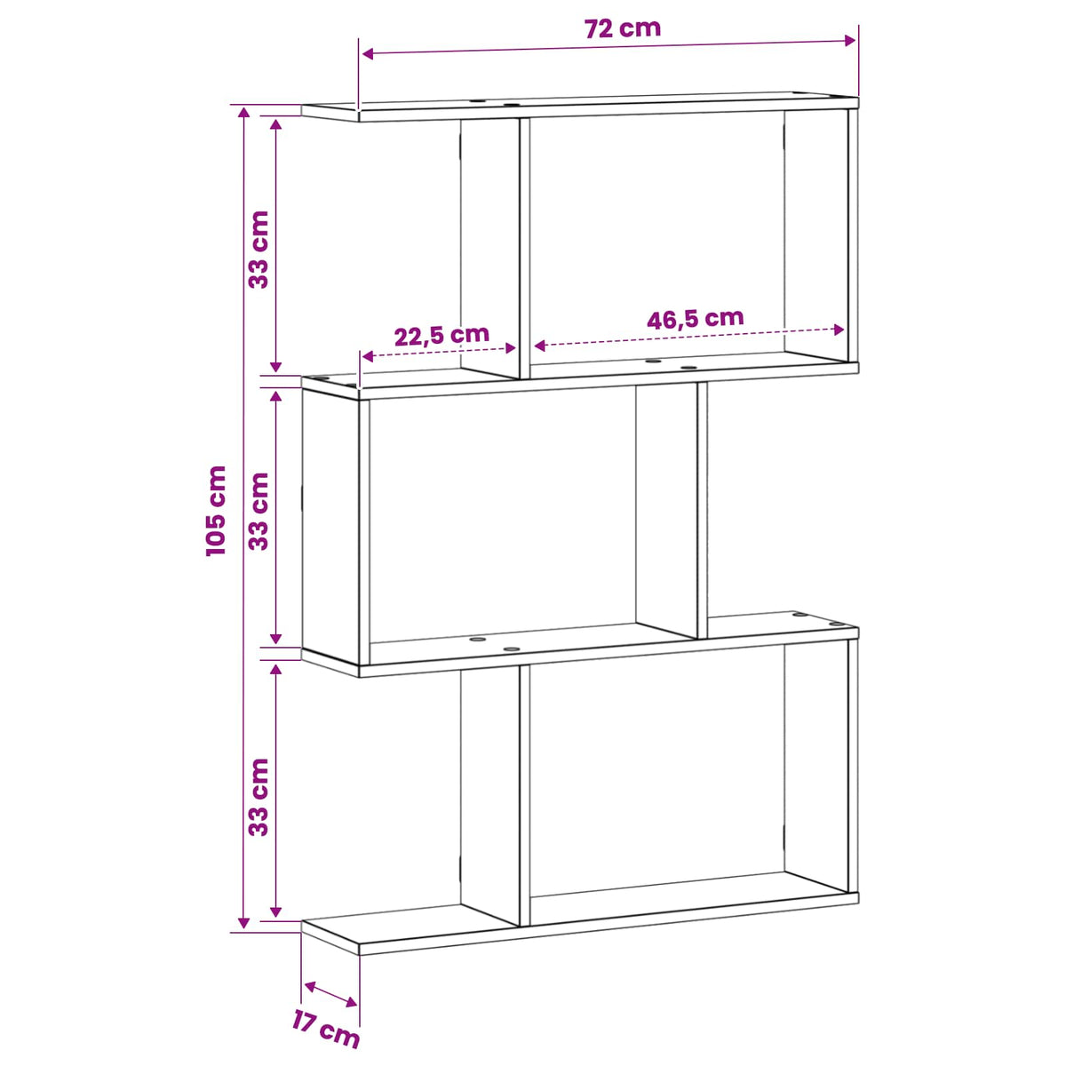 Wandplank Sonoma Eiken 72 x 17 x 105 cm Bewerkt hout