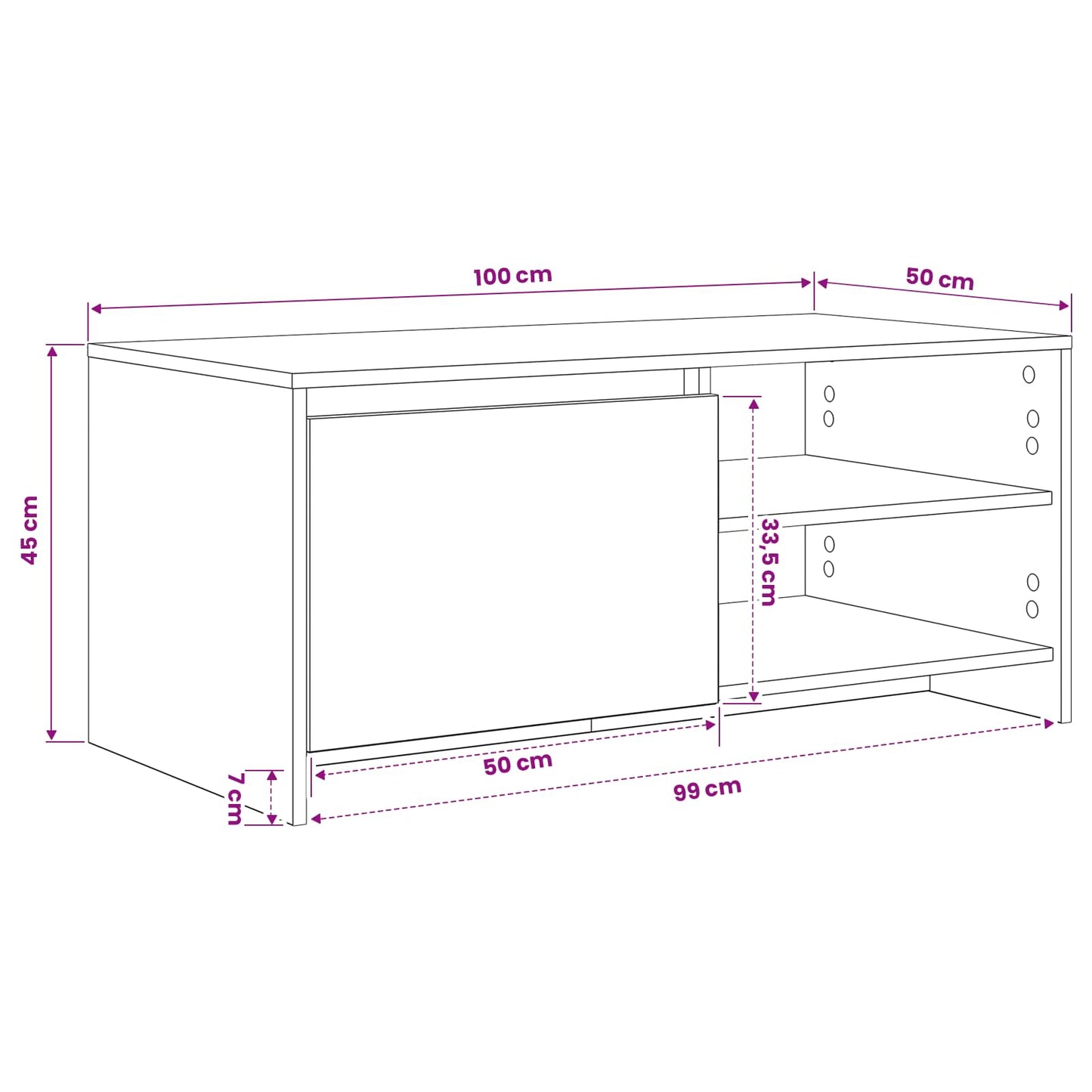Salontafel Zwart eiken 102 x 50 x 45 cm Bewerkt hout