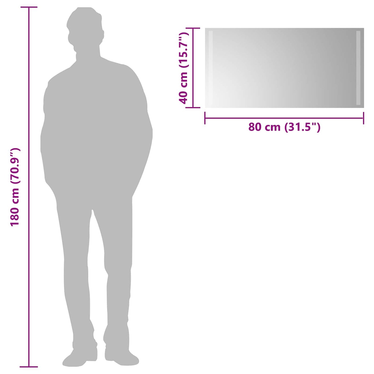 LED Badkamer Spiegel Transparant 80 x 40 cm gehard glas