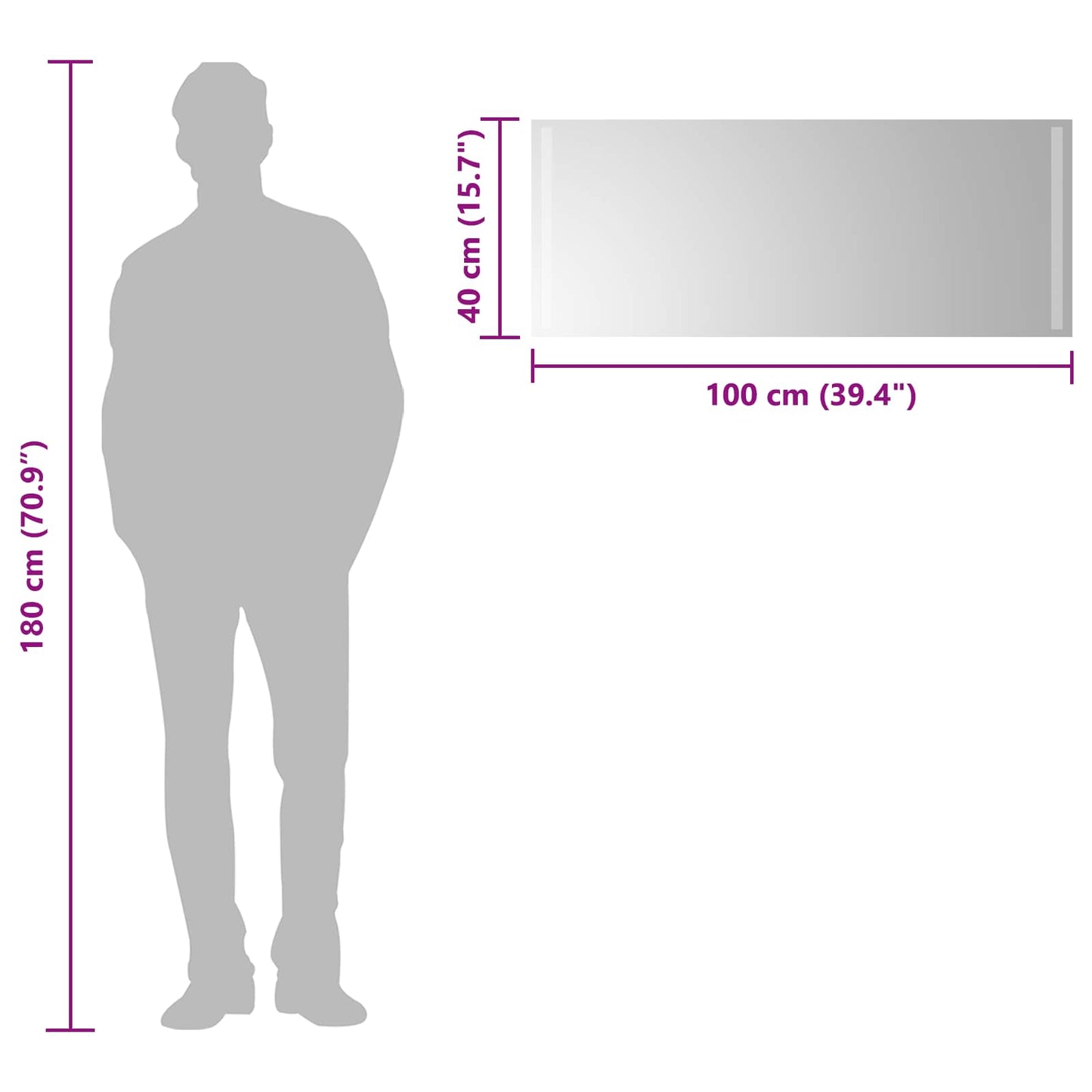 LED Badkamer Spiegel Transparant 100 x 40 cm gehard glas