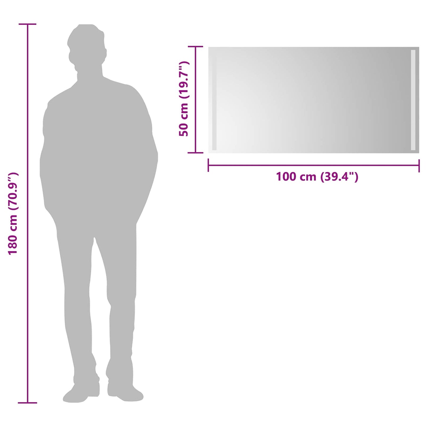 LED Badkamer Spiegel Transparant 100 x 50 cm gehard glas
