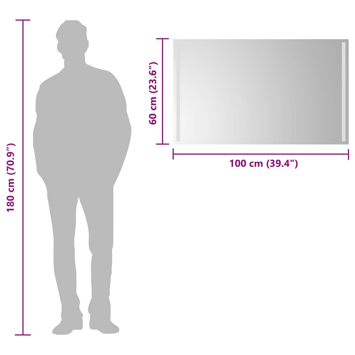 LED Badkamer Spiegel Transparant 100 x 60 cm gehard glas