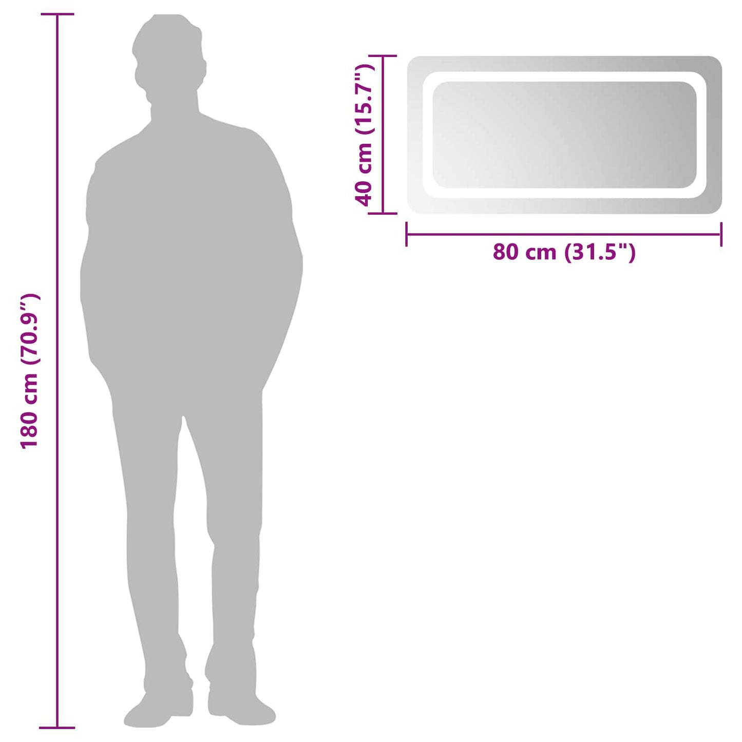LED Badkamer Spiegel Transparant 80 x 40 cm gehard glas