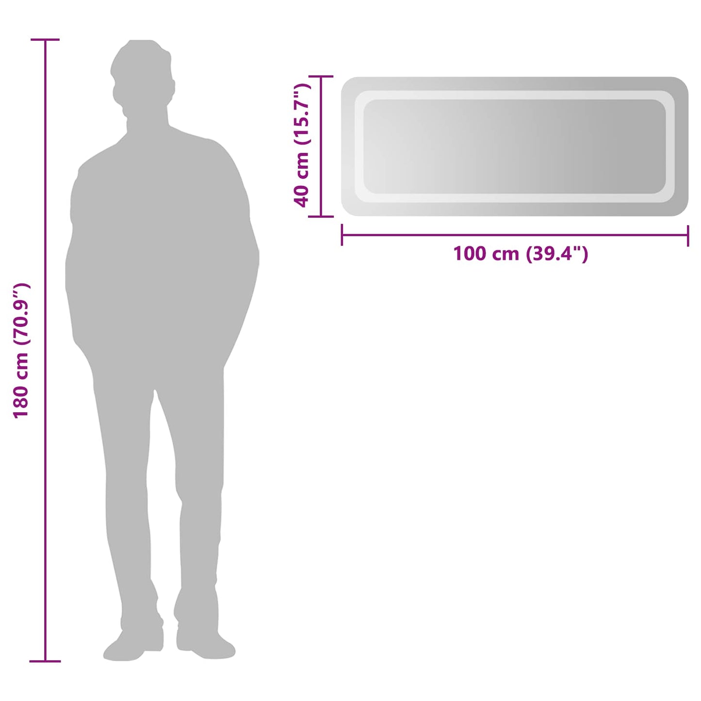 LED Badkamer Spiegel Transparant 100 x 40 cm gehard glas