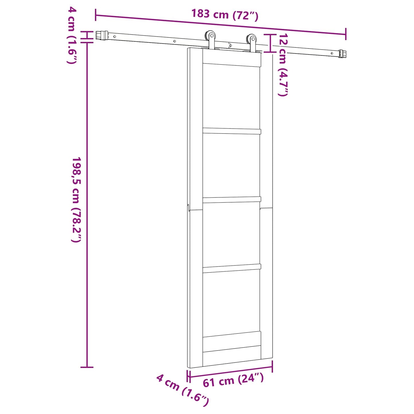 Schuifdeur Natuurlijk en Wit 61 x 198,5 cm Massief grenenhout