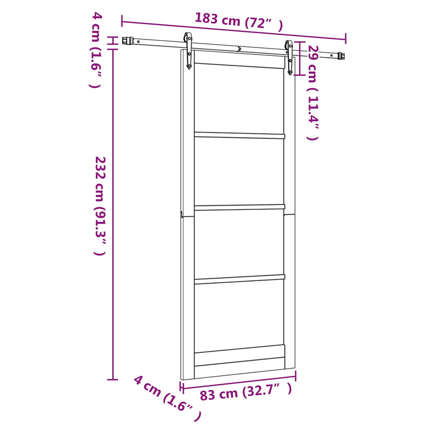 Schuifdeur ORKDAL Natuurlijk en Wit 83 x 232 cm
