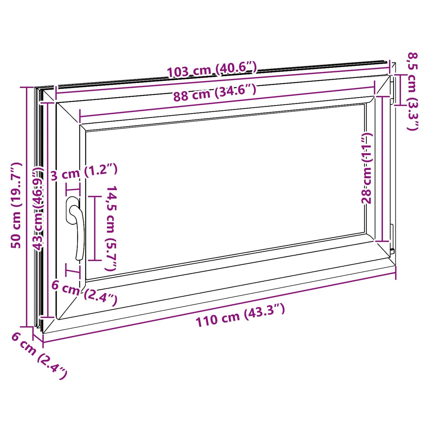 Kelderraam RISOR Wit 110 x 50 cm PVC en glas
