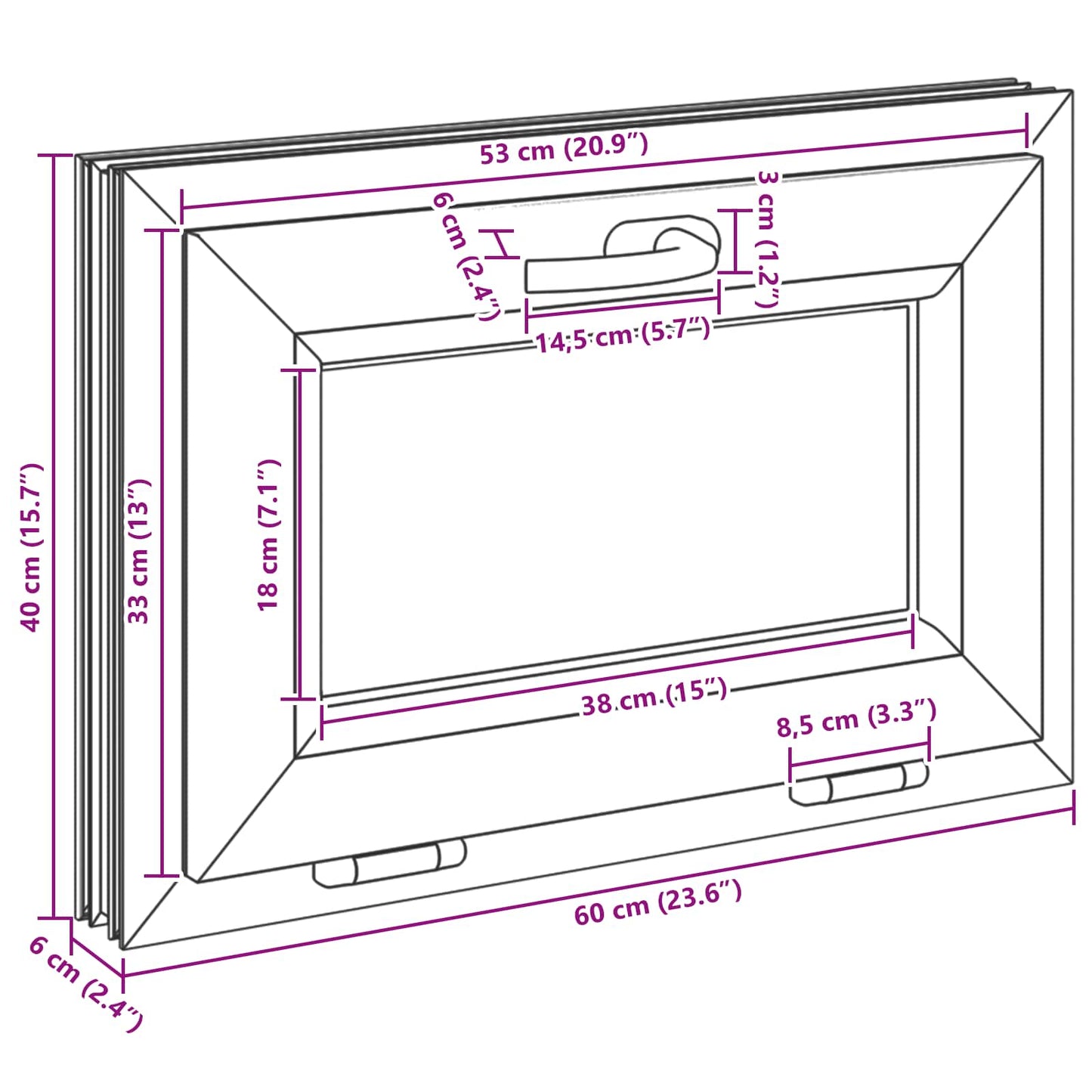 Kelderraam RISOR 60 x 40 cm PVC en glas Wit