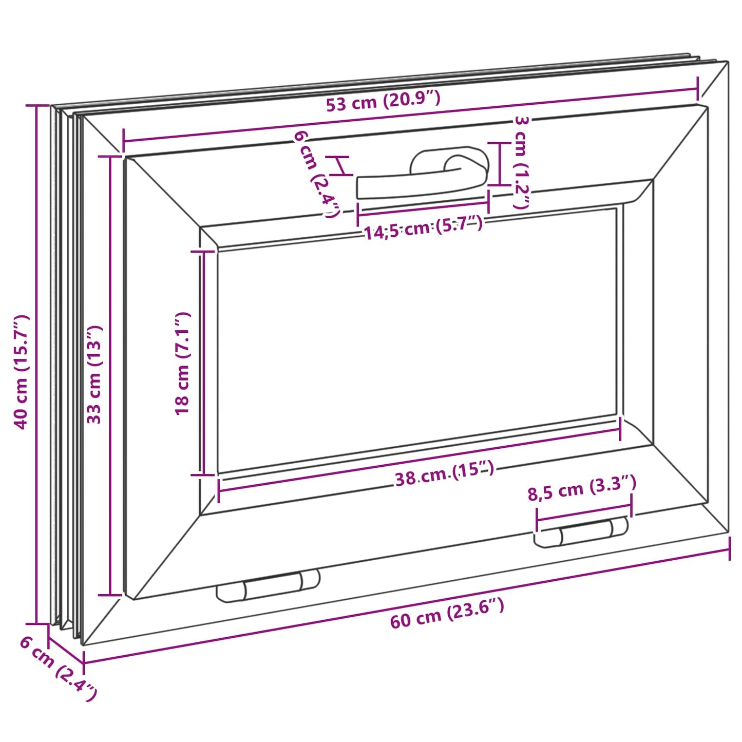 Kelderraam RISOR 60 x 40 cm PVC en glas Wit
