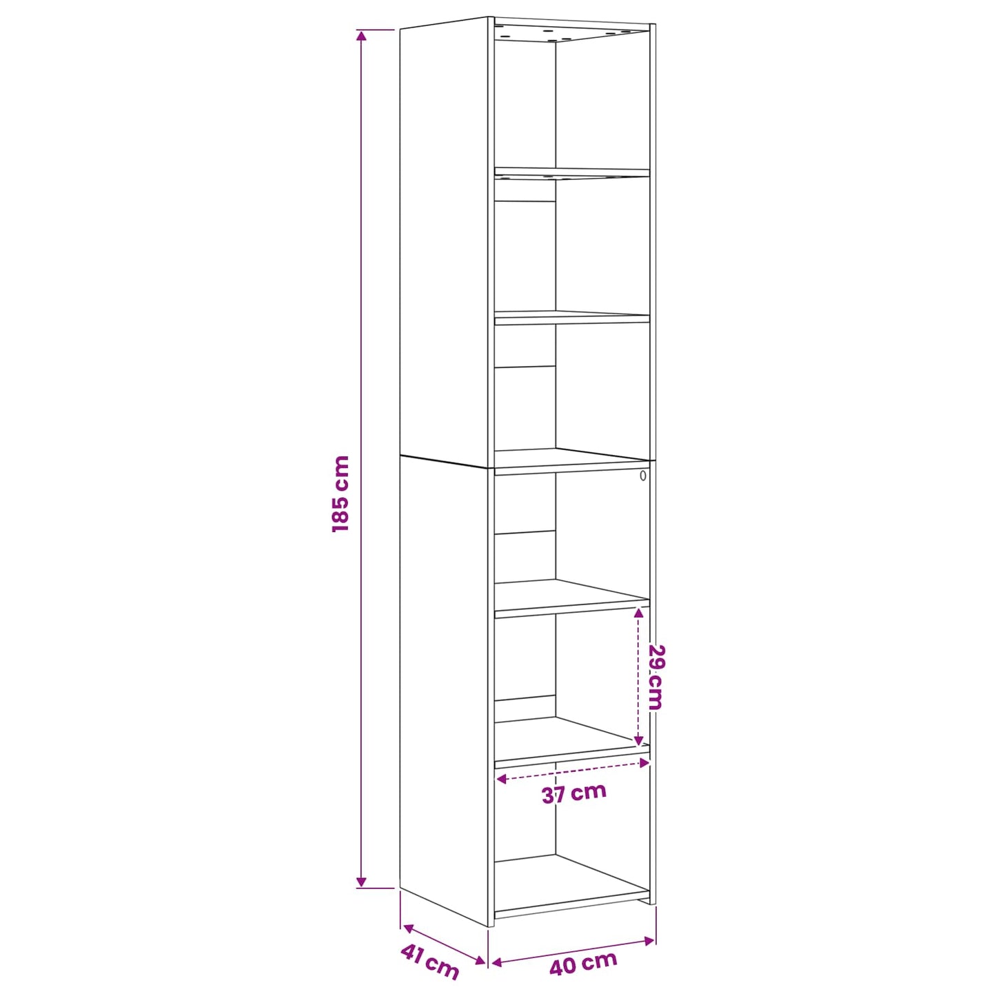 Dressoir Artisanaal eiken 40 x 41 x 185 cm Bewerkt hout