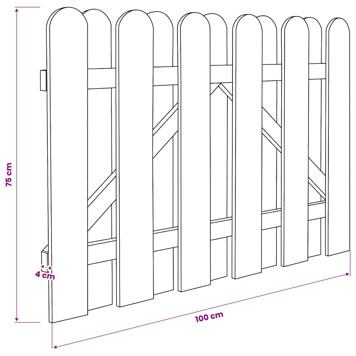 Tuinpoort 100 x 75 cm Massief grenenhout Groen
