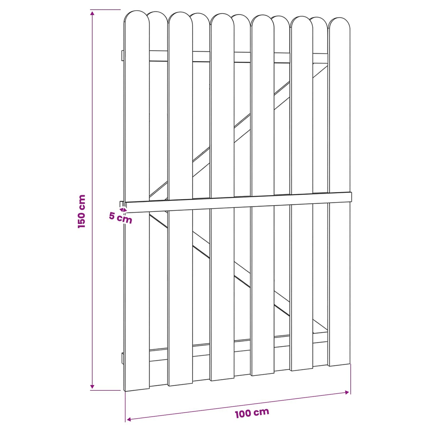 Tuinpoort 100 x 150 cm Massief grenenhout Groen