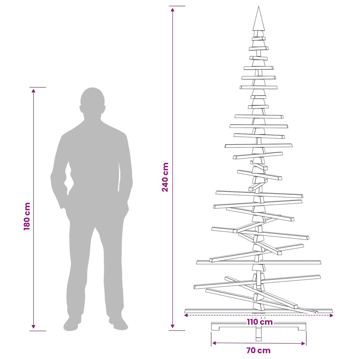Houten kerstboom KOTKA 240 cm Massief grenenhout