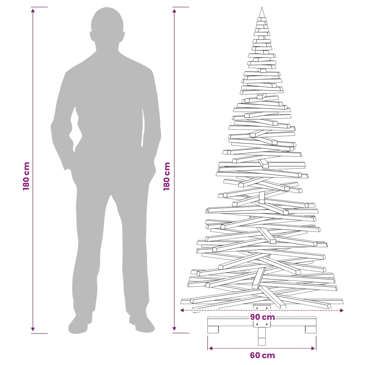 Houten kerstboom KOTKA 180 cm Massief grenenhout Natuurlijk