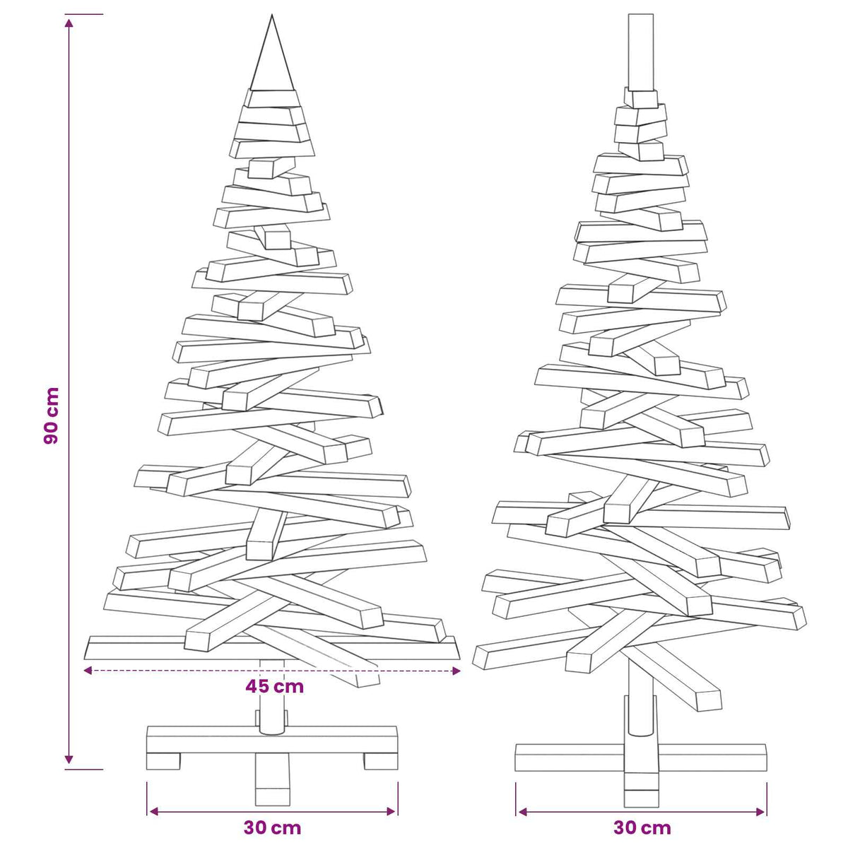 Houten kerstboom KOTKA 90 cm Massief grenenhout