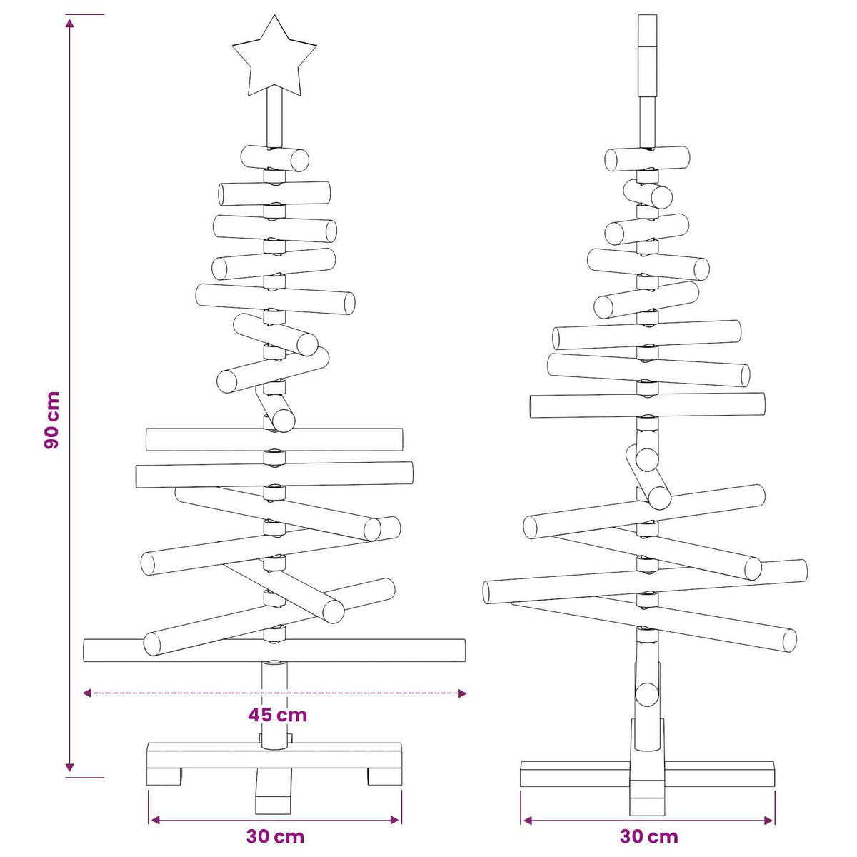 Houten kerstboom KOTKA 90 cm Massief grenenhout Natuurlijk