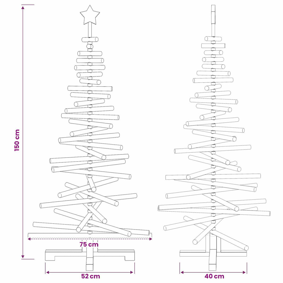 Houten kerstboom KOTKA 150 cm Massief grenenhout Natuurlijk