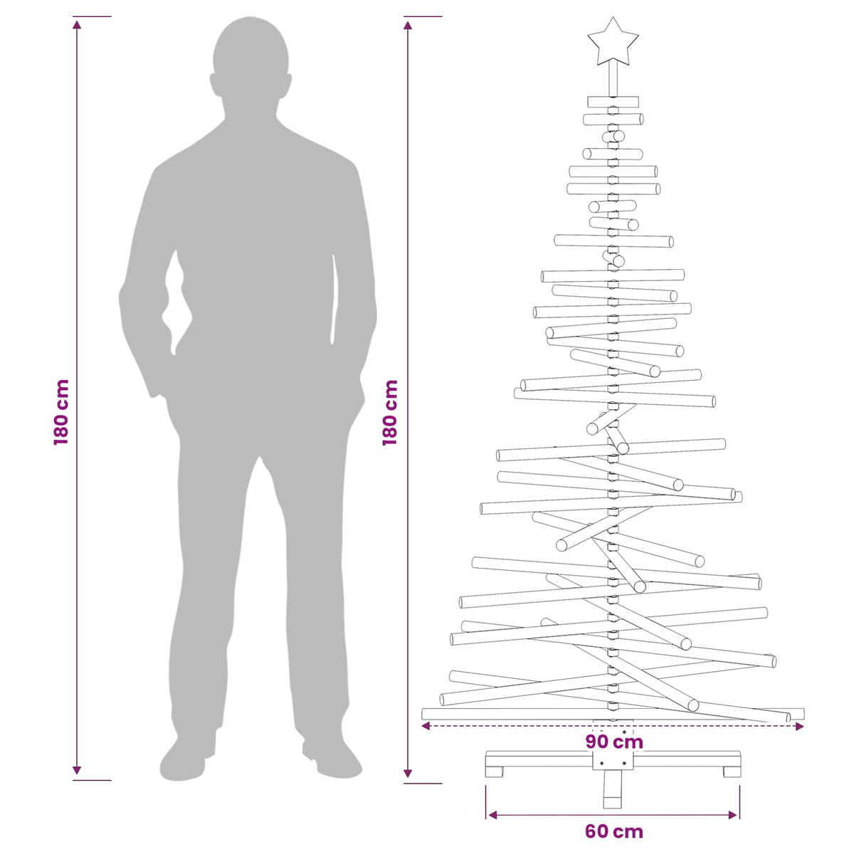 Houten kerstboom KOTKA 180 cm Massief grenenhout Natuurlijk